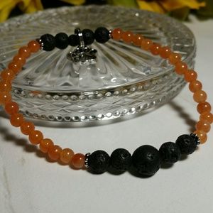 Lava Rock and Red Aventurine Bracelet